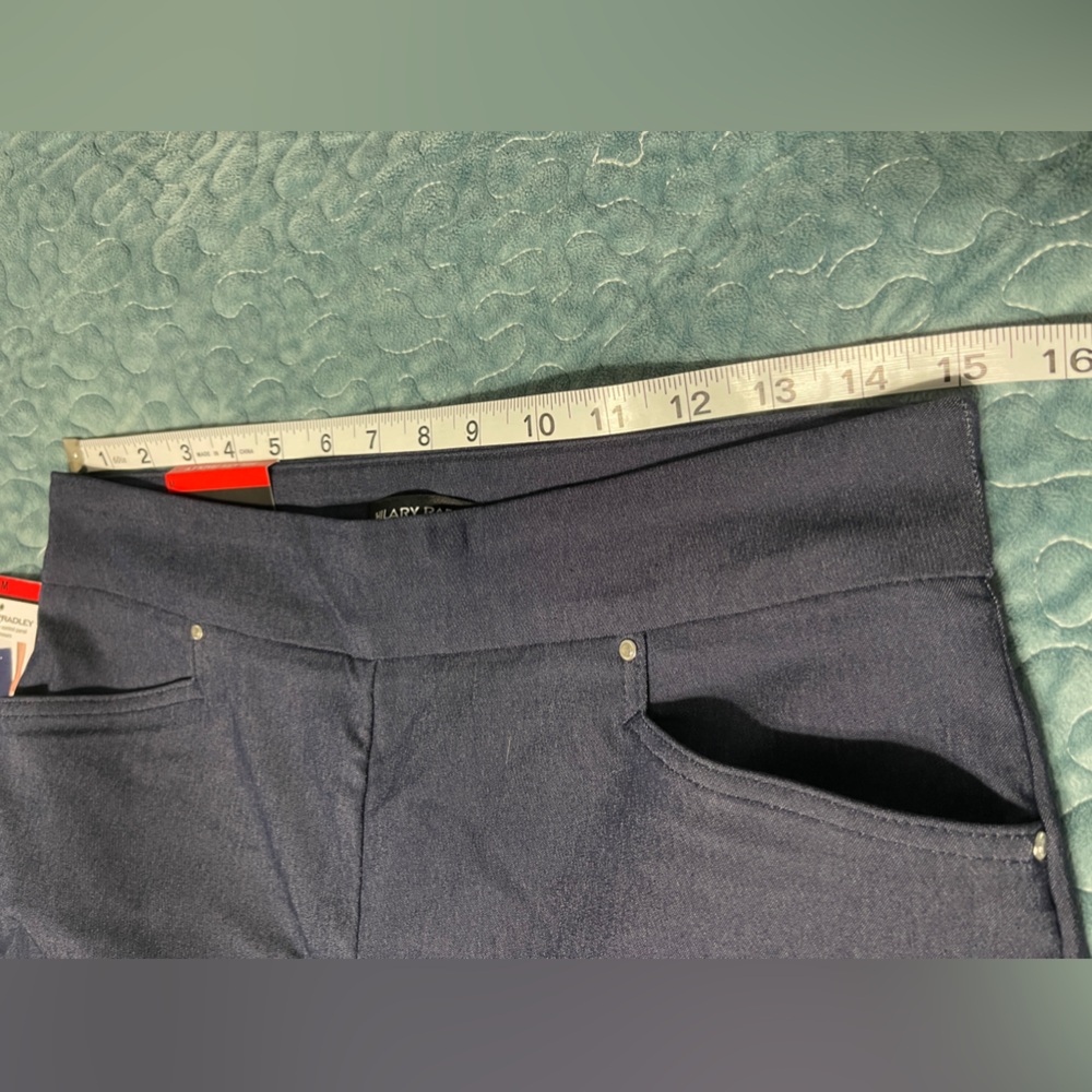 NWT Hilary Radley Pants Sz M Slim Leg Pull-On Stretch Indigo Blue Tummy Control - Picture 3 of 9